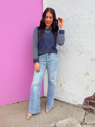 Pattern Play Top-Navy