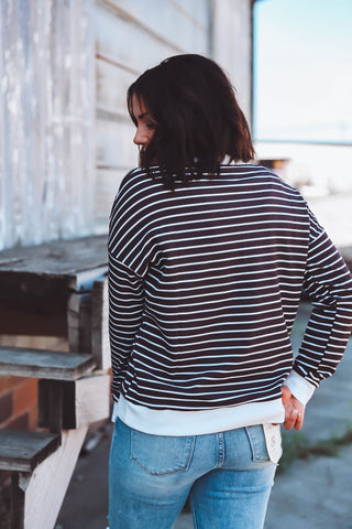 Laurie Striped Pullover-Gun Metal