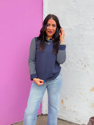 Pattern Play Top-Navy