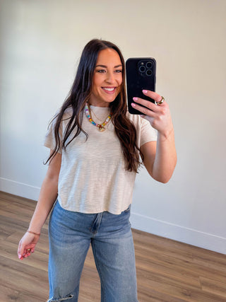 Lindsey Basic Tee-Sand Beige