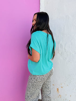 Simple Days Corded Top-Turquoise