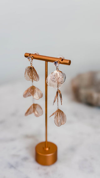 Gold Thin Metal Drop Earrings