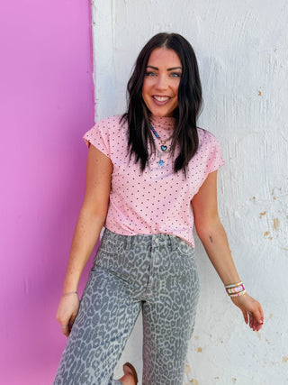 Ari Polka Dot Top-Pink