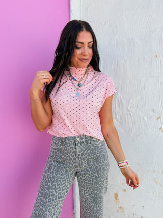 Ari Polka Dot Top-Pink