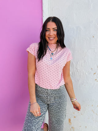 Ari Polka Dot Top-Pink