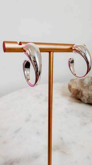 Silver Volumed Textured Hoops