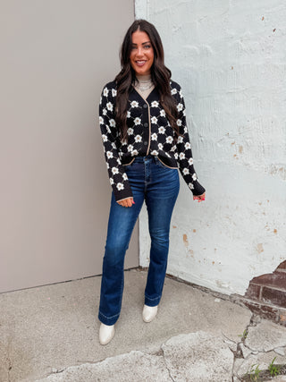 Amanda Floral Cardigan-Black