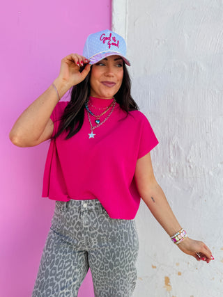 Elladee Knit Top-Hot Pink