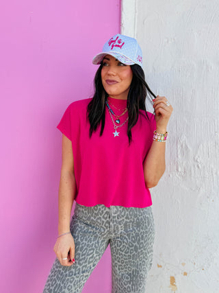 Elladee Knit Top-Hot Pink