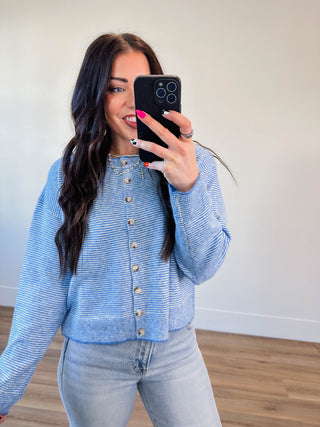 Daydream Striped Cardigan-Coastal