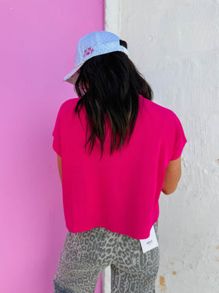 Elladee Knit Top-Hot Pink