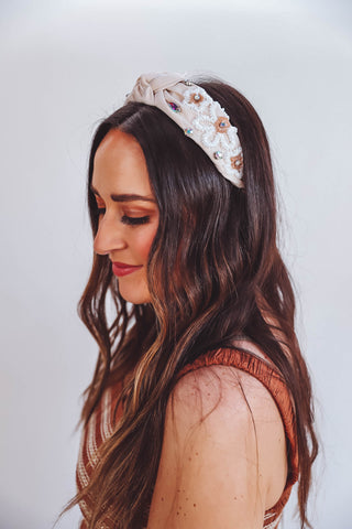 Flower Beaded & Crystal Headband