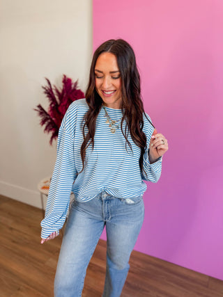 Layla Striped Scuba Top-Coastal