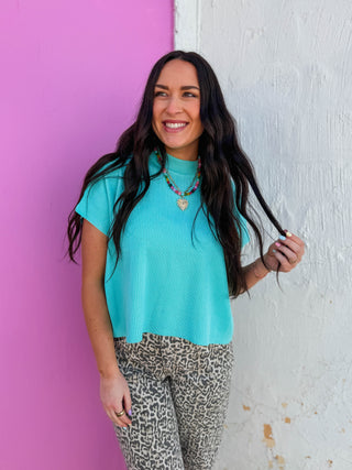 Elladee Knit Top-Mint Sky