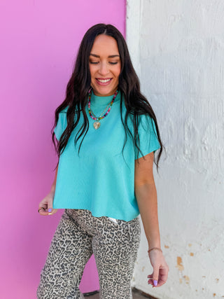 Elladee Knit Top-Mint Sky