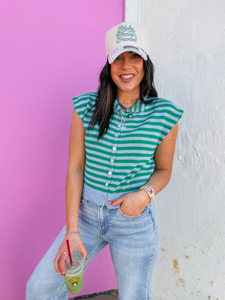 Heartbreaker Striped Sweater Vest-Blue