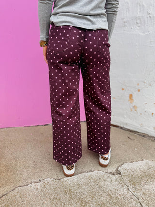 Spotted In Style Pants-Burgundy