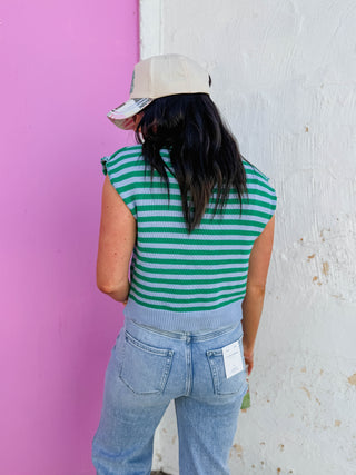 Heartbreaker Striped Sweater Vest-Blue