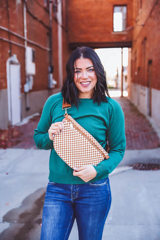 Westlyn Woven Bum Bag-Checkered Brown