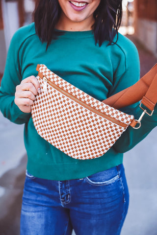 Westlyn Woven Bum Bag-Checkered Brown