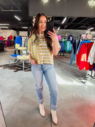 Sloane Striped Button Down Tee