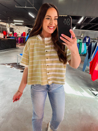 Sloane Striped Button Down Tee