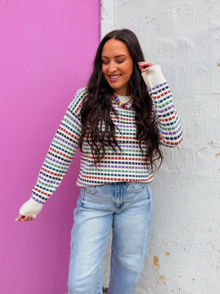 Casyn Striped Sweater-Lavender/Jade