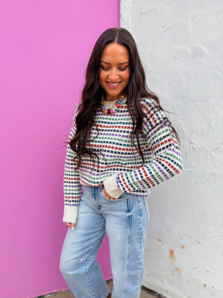 Casyn Striped Sweater-Lavender/Jade
