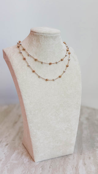Gold & Silver Layered Beaded Necklace