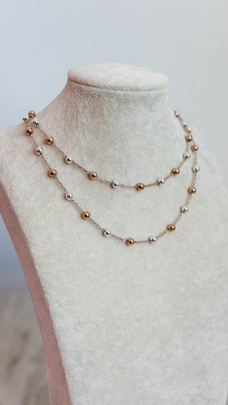 Gold & Silver Layered Beaded Necklace