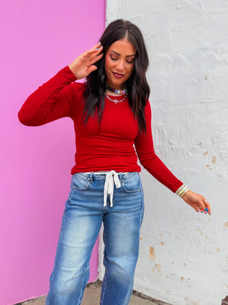 Base Layer Long Sleeve-Crimson