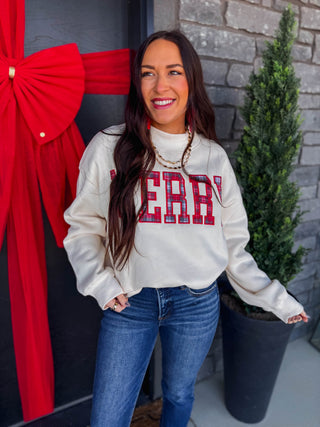 Very Merry Plaid Mock Neck