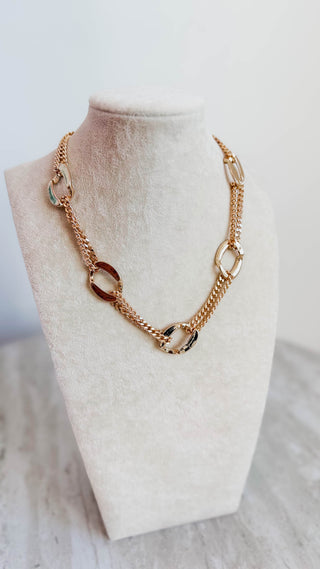 Open Gold Circle With Chain Necklace