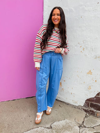 Casual Cool Barrel Pants-Blue