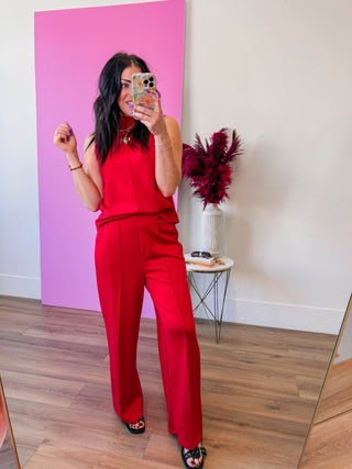Simply Chic Trousers-Red