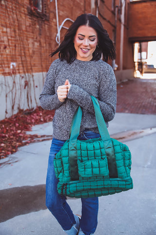 Gennie Quilted Duffle Bag-Green