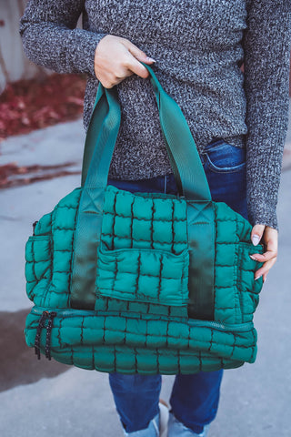 Gennie Quilted Duffle Bag-Green