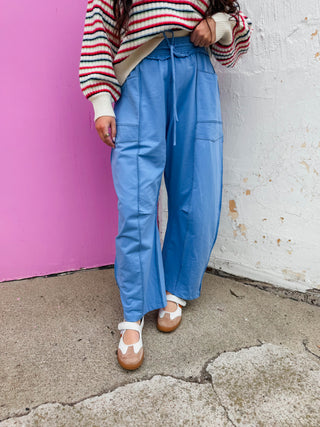 Casual Cool Barrel Pants-Blue