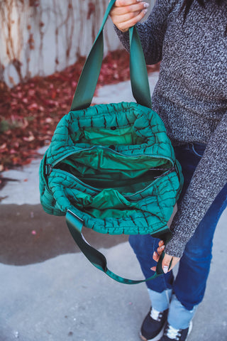 Gennie Quilted Duffle Bag-Green