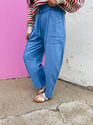 Casual Cool Barrel Pants-Blue