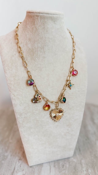 Hearts Drop Charm Necklace
