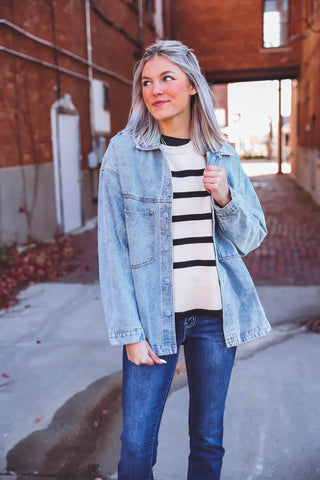 Elyssa Striped Sweater-Almond