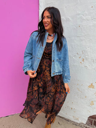 Golden Hour Floral Midi Dress