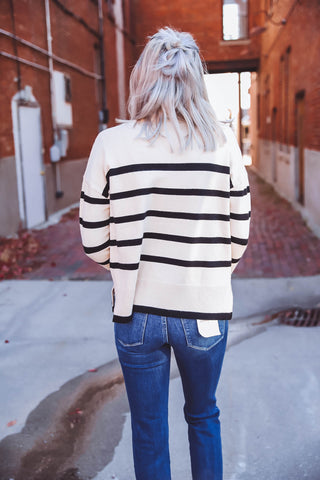 Elyssa Striped Sweater-Almond