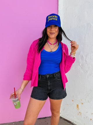 Cool Girl Striped Tank-Royal Blue