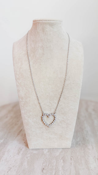 Sparkle Heart Necklace-Silver