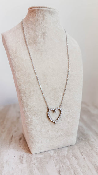 Sparkle Heart Necklace-Silver