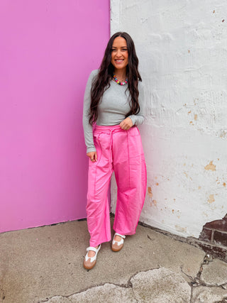 Casual Cool Barrel Pants-Punch
