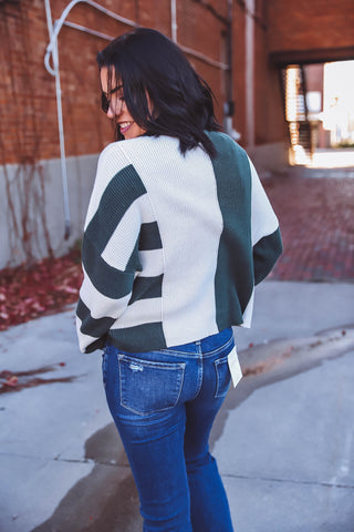 Andrea Color Block Sweater-Hunter Green