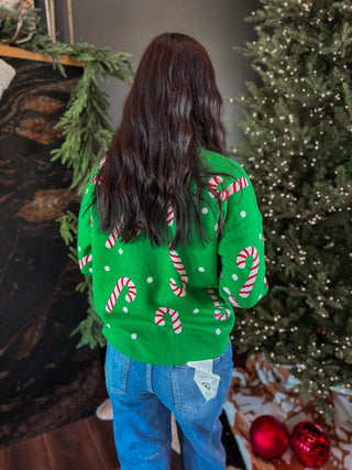 Candy Cane Lane Sweater-Green